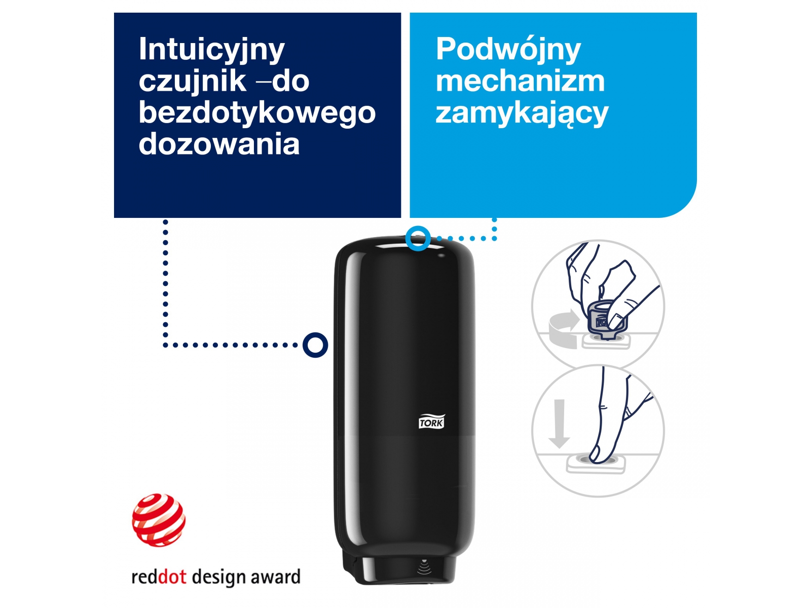 Dozownik pianki S4 TORK 561608 Bezdotykowy do mydła i dezynfekcji Czarny
